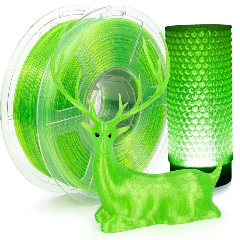 iSANMATE PETG Klar Glitter - Flu. grön - 1kg