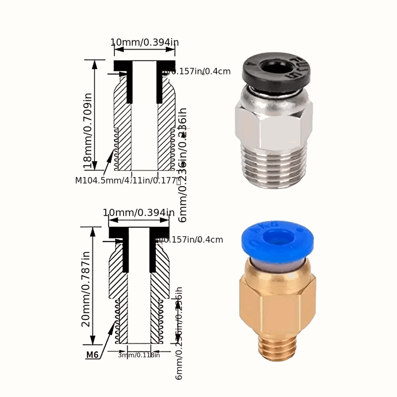 Pneufit rak koppling PC4-M6 & PC4-M10