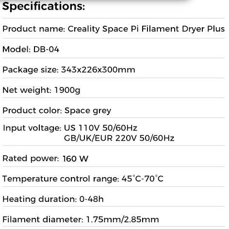 Creality Space Pi Filament Dryer Plus