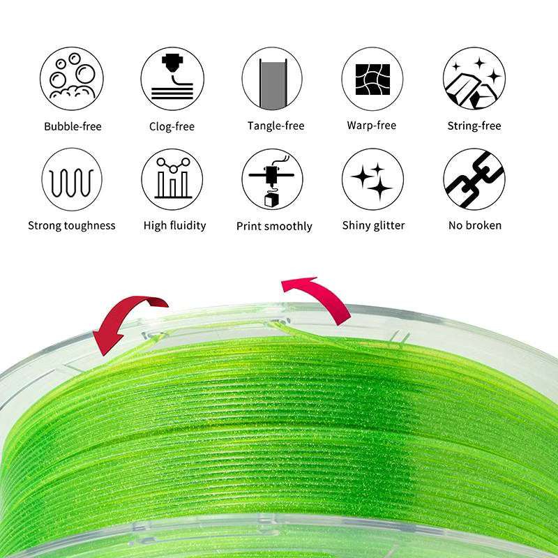 iSANMATE PETG Klar Glitter - Flu. grön - 1kg