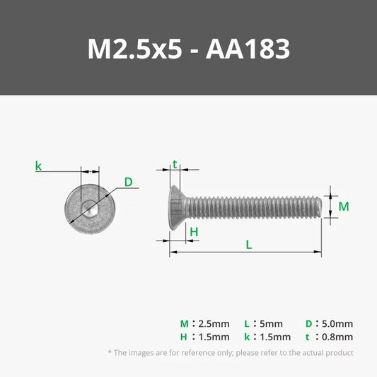 M2.5 Flat Head Cap Machine Screws (FHCS) (20pcs)