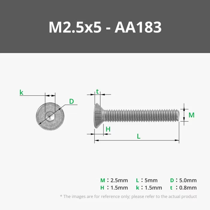 M2.5 Flat Head Cap Machine Screws (FHCS) (20pcs)