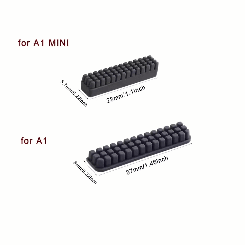 Bambu Lab A1/A1 Mini Silikon Nozzle Brush dimensions for A1 and A1 Mini with measurements.