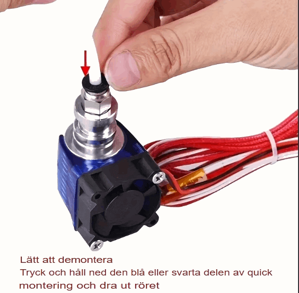Pneufit rak koppling PC4-M6 & PC4-M10 installation guide showing removal process of quick connect fitting.
